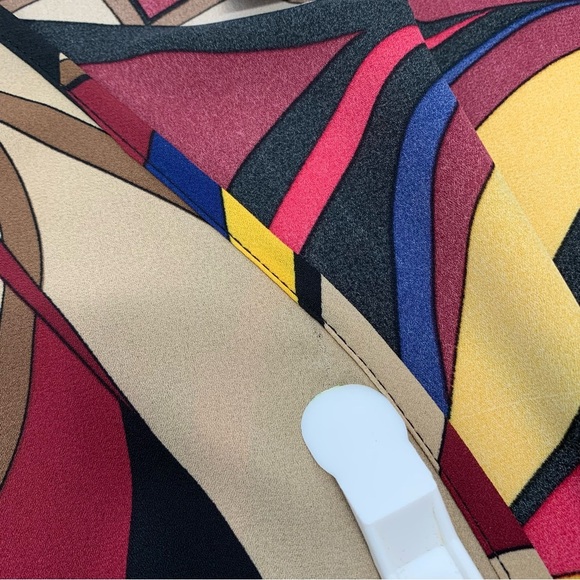 Ashley Stewart Top Woman 18/20 Geometric Colorful Deep V Neck Long Sleeve Smock - Picture 7 of 12